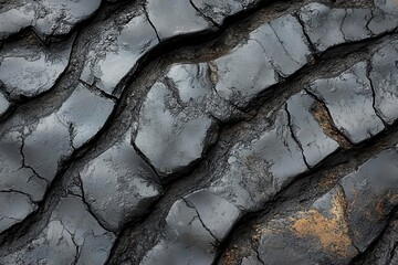 abstract asphalt canvas with sinuous tire tracks weaving intricate patterns stark black on weathered gray surface