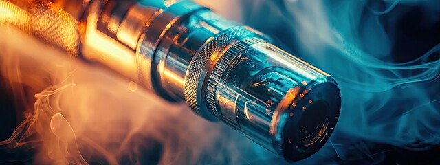 Wall Mural - electronic cigarette in smoke close-up. Selective focus