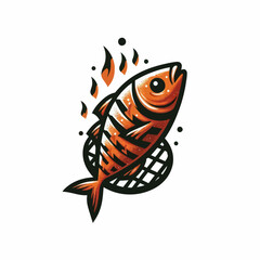 Poster - Vector image of a grilled fish