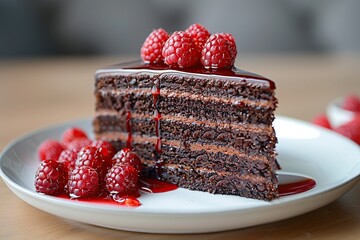 Canvas Print - Chocolate Cake with Raspberries