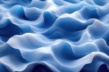 abstract seamless pattern of undulating white waves on blue background minimalist design with flowin