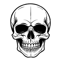 Wall Mural - Halloween. Black and white drawing. Logo design for use in graphics.  Skull