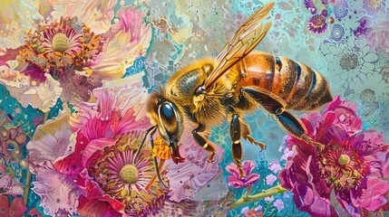 Honeybee collecting nectar wallpaper