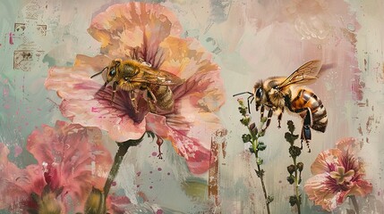 Wall Mural - Honeybee collecting nectar wallpaper