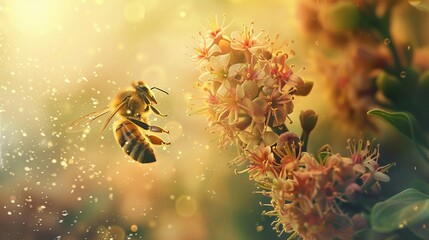 Wall Mural - Honeybee collecing nectar wallpaper