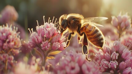 Wall Mural - Honeybee collecing nectar wallpaper