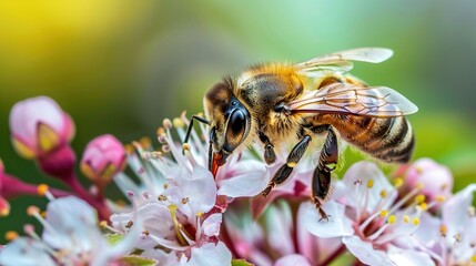 Wall Mural - Honeybee collecing nectar wallpaper