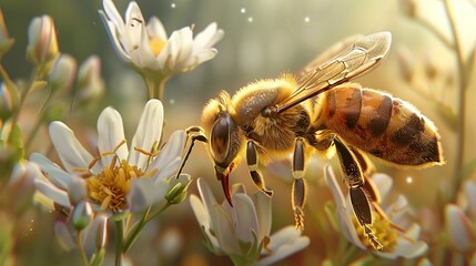 Wall Mural - Honeybee collecing nectar wallpaper