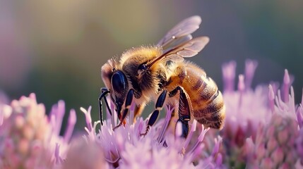 Wall Mural - Honeybee collecing nectar wallpaper