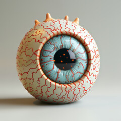 Easter egg with scary eyes. 3D illustration. Holiday concept