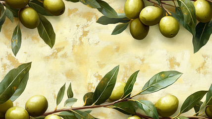 Wall Mural - Background with olive branches.