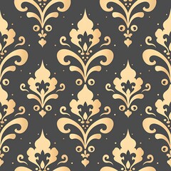 Wall Mural - Elegant gold floral pattern on black background