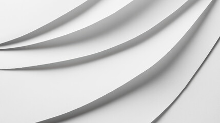 Wall Mural - abstract white paper art background with curved overlapping layers creating a minimalist and modern 