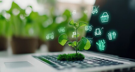 Digital Green Technology Innovation on Laptop Computer Interface