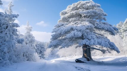 Sticker - winter snow covered tree