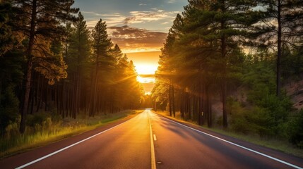 Wall Mural - suntrees minnesota road