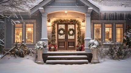 Poster - wreath in front of house