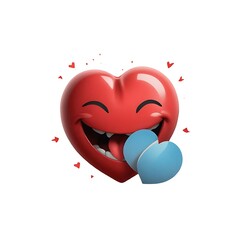 Wall Mural - Winking face emoticon with a red heart and a kiss, used to express affection, love or flirting on digital platforms.