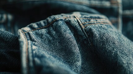 Detailed shot of retro denim texture, focusing on its rough grain and faded blue color, evoking timeless style.