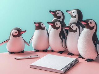 Poster - Penguins and a Notebook.