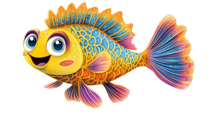 Canvas Print - Cartoon Fish Illustration.