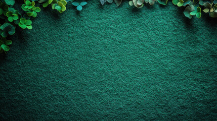 Vibrant green textured background with clover leaves. Ideal for St. Patrick's Day themes, nature concepts, and eco-friendly designs.