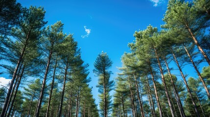 Canvas Print - pine tree blue sky