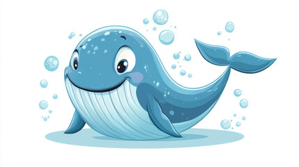 Sticker - Cute Cartoon Whale.