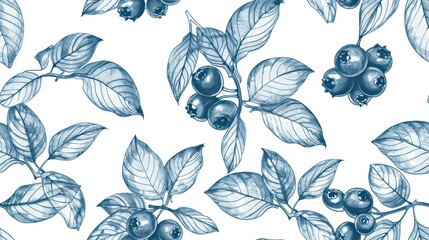 Line drawing of repetitive background of blueberry