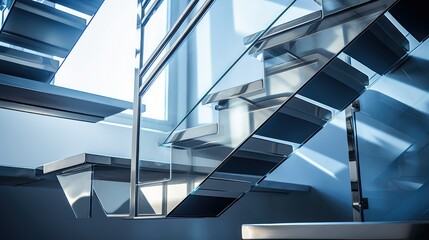 Canvas Print - stainless metal stairs