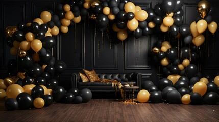 Sticker - atmosphere black and gold balloons