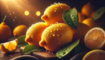 Wall Mural - A bunch of lemons