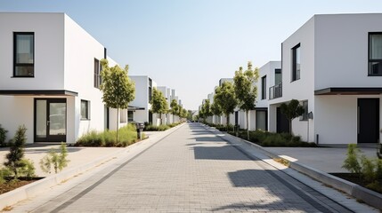 Poster - minimalist street of houses