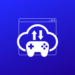 Wall Mural - game server icon, gamepad and cloud vector