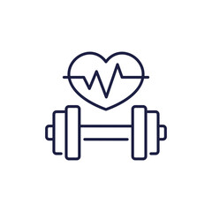 Poster - workout heart rate line icon, pulse during exercise vector