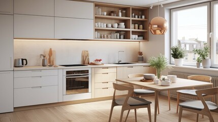 Poster - neutral apartment kitchen small