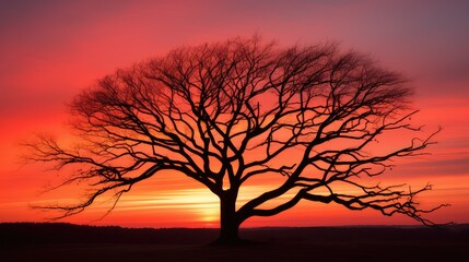 Poster - orange tree silhouette