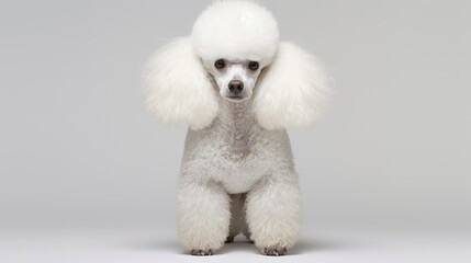 fluffy poodle white background