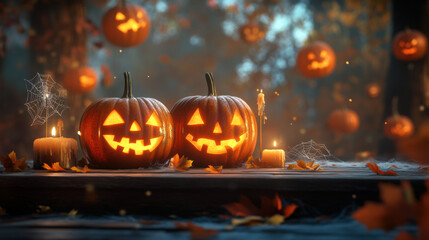 Wall Mural - Halloween Jack-O-Lanterns.