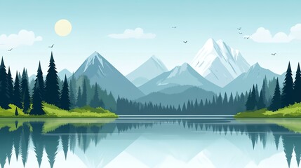 Serene Mountain Lake Landscape