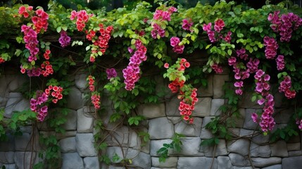 Canvas Print - flowers vine wall