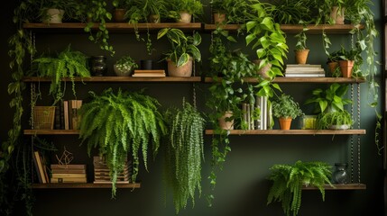 Wall Mural - hanging shelf plants