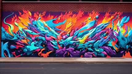 Wall Mural - colorful brick wall graffiti