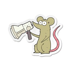 Wall Mural - sticker of a cartoon mouse with megaphone