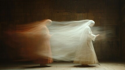 Wall Mural - Holy figures in veil in the church. Blurred image.