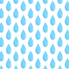 Wall Mural - Water drops, rain drop seamless pattern.Aqua repeat pattern isolated on white.Vector graphic illustration background wallpaper.