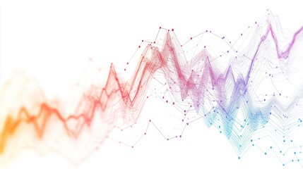 Poster - A digital financial chart showing stock prices fluctuating over time, with a clear focus on the upward trends, set against a minimalist white background.