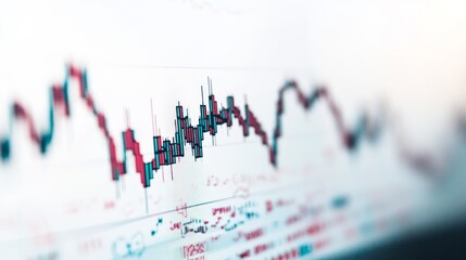 Poster - A digital financial chart showing stock prices fluctuating over time, with a clear focus on the upward trends, set against a minimalist white background.