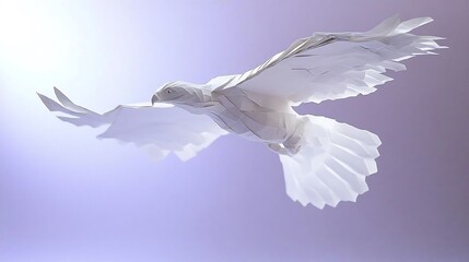 Poster - Paper Origami Bird in Flight   White Dove Symbol of Peace  Freedom  Hope  and Love