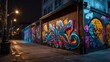 © Supath - Urban Night Alleyway with Graffiti.